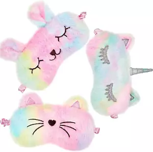 3 Pieces Sleep Mask for Kids, Girls Plush Sleeping Eye Cover Soft Eye Blindfold  - Picture 1 of 12