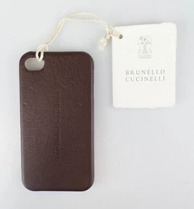 New BRUNELLO CUCINELLI Brown Pebbled Leather Iphone Case $340 - Picture 1 of 3