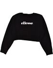 Ellesse Womens Crop Graphic Sweatshirt Jumper Uk 18 Xl Black Cotton Bh68