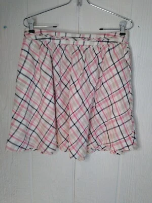 Minifalda Joie para mujer M 100 % lino diagonal a cuadros multi rosa claro Academia Foto 1 de 4