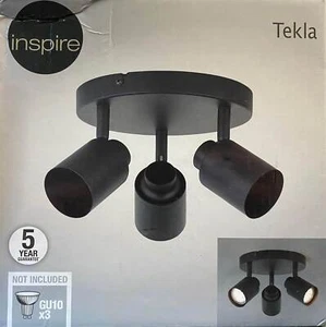INSPIRE TEKLA - Deckenlampe Leuchte Strahler 3-flg Schwarz GU10 - 87234A76 - NEU - Bild 1 von 1