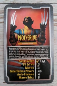 Wolverine MARVEL MAX THE HISTORY OF THEIR UNIVERSE TOP TRUMPS CARD 2007 Logan  - Picture 1 of 2