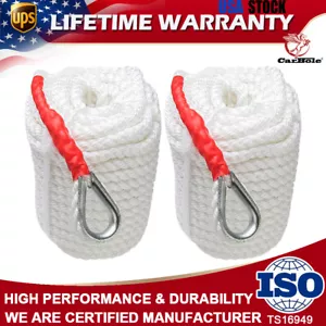 2PC 3/4"x150' Twisted Three Strand Boat Anchor Mooring Rope Dock Line w/ Thimble - Picture 1 of 10