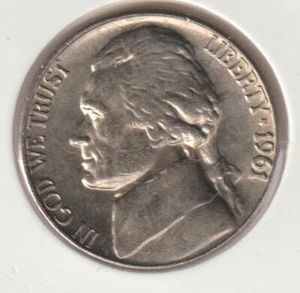 Rare Old UNCIRCULATED 1961 Jefferson Collectible US Coin Collection Nickel USA - Picture 1 of 2