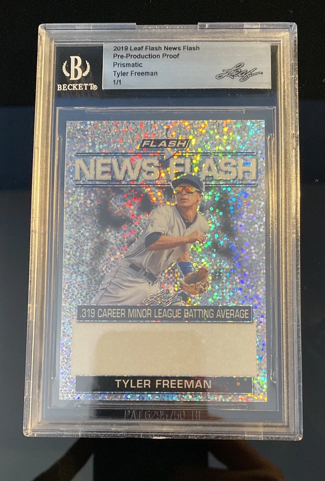 Tyler Freeman 1/1 2019 Leaf Flash News Flash Baseball Card - Image 1 of 1
