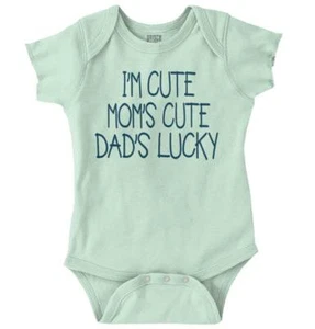 Funny I'm Cute Mom's Cute Dad's Lucky Joke Baby Girls Infant Romper Newborn - Picture 1 of 18