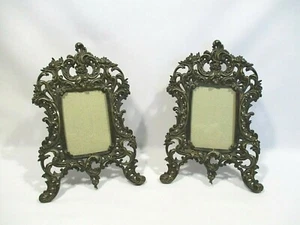 ANCIENNE PAIRE DE CADRE EN BRONZE STYLE LOUIS XV PORTE PHOTO OLD FRAME RAHMEN   - Picture 1 of 11