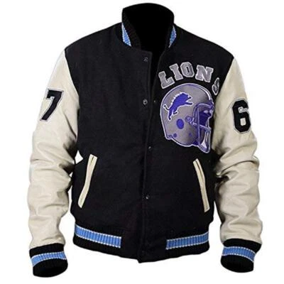 Beverly Hills Cop Detroit Lions Axel Foley Vintage Fleece Leather Sleeves Jacket - Image 1 of 4