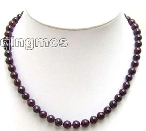 6-7mm Round Brown Natural Garnet Stone Necklace for Women Chokers 17"  nec5680 - Picture 1 of 6