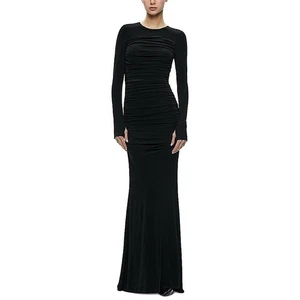 Alice and Olivia Katherina figurbetontes Langarmkleid mit Rüschen schwarz 2 - Bild 1 von 10