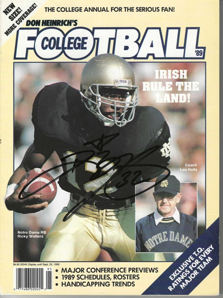 Revista de fútbol americano universitario firmada por Ricky Watters Notre Dame Fighting Irish 1989 Foto 1 de 1