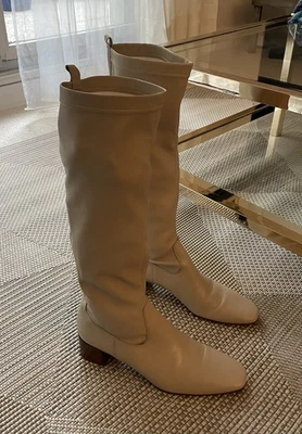 SAN MARINA SUPERBES BOTTES P38,5 BEAU CUIR SOUPLE ECRU TALON CONFORT - Photo 1/4