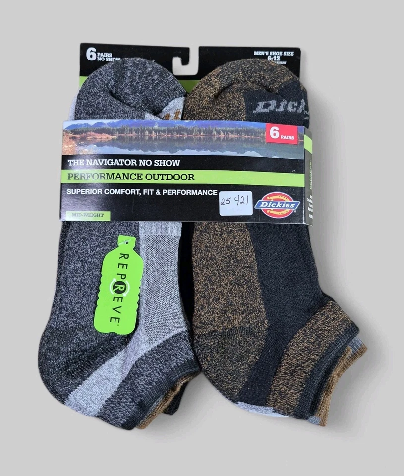 DICKIES Hombres Calcetines No Show Cojín Ventilación Medio Peso 6 Pares Zapato Talla 6-12  Foto 1 de 3