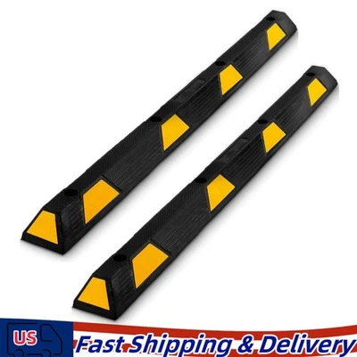 2 Pack Heavy Duty Curb Parking Garage Floor Stopper 72 Inch Rubber Parking Curb - Image 1 of 4