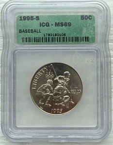 1995-S Olympic Baseball Commemorative Half Dollar MS69 ICG - Picture 1 of 2