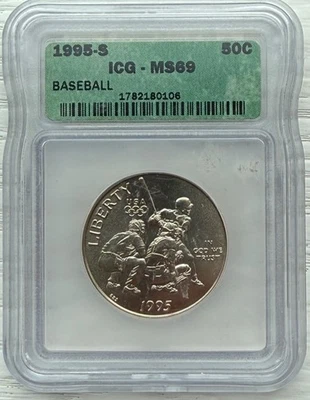 1995-S Olympic Baseball Commemorative Half Dollar MS69 ICG - Image 1 of 2
