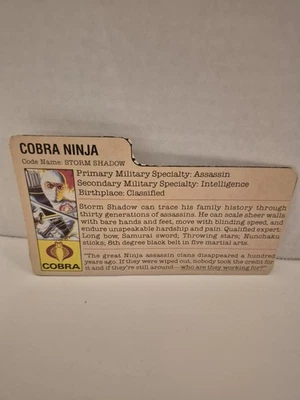 VINTAGE 1984 GI JOE STORM SHADOW V1 PEACH FILE CARD (NICE ADULT CUT) WOW! 🔥 - image 1 of 3