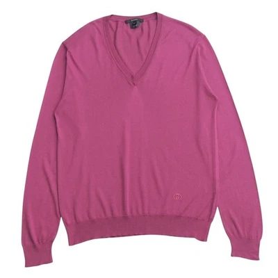 Suéter Gucci Tejido XL Seda GG Logo Cuello en V Usado Auténtico Top Foto 1 de 4