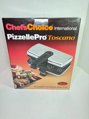 Chefs Choice International Pizzelle Pro Express Hornear Toscano Maker 834 NUEVO Abierto Foto 1 de 3