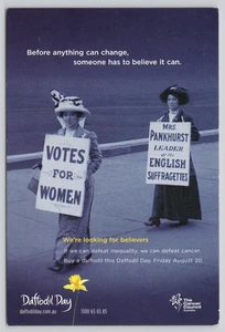Postal Día del Narciso Australia Mujeres Sufragistas "Votos por Mujeres" Carteles c2004 - Imagen 1 de 2