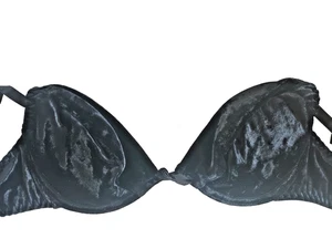 BHS UK 34A Black Underwired Removable Gel Pads Velvet Push Up/Plunge Bra - Picture 1 of 4