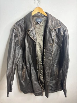 Куртка мужская Cherokee натуральная кожа 2XL коричневая на пуговицах воротник с вырезом спереди - Изображение 1 из 4