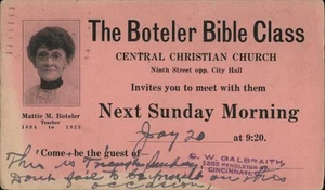 Cincinnati, Oh The Boteler Bibel Klasse 1924 Hamilton County Ohio Vintage Postkarte - Bild 1 von 2
