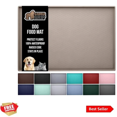 Alfombra de alimentación de mascotas 100 % impermeable borde elevado libre de BPA, comida para perros gatos M... Foto 1 de 4