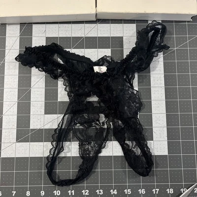 Винтажные трусики Fredericks Of Hollywood размер L черные кружевные готические без промежности - новые - Изображение 1 из 4