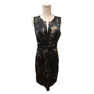 Elie Tahari Dorris Emerald City Sleeveless Silk Sheath Dress Green Black Sz 10 - Image 1 of 4