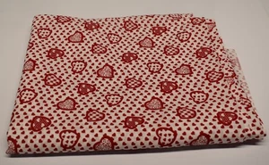 Vintage MADE USA cotton RED WHITE HEARTS valentines day GENERAL FABRICS 2 YARDS - Picture 1 of 4