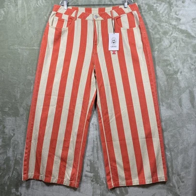 Cider Denim Wide Leg Pants  Women's 1XL Orange Stripe Pockets Casual NWT - Image 1 of 4