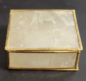 Caja de baratija/píldora/joyera vintage pequeña MCM Capiz Shell de mediados de siglo - Imagen 1 de 8