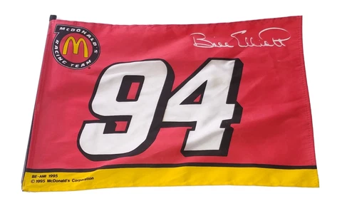 Vintage Bill Elliot McDonalds Racing Flag 1995 USA Made 17x11 Nascar Cover