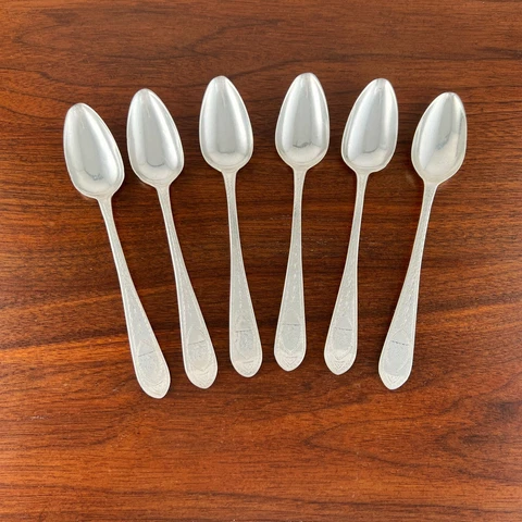 6 JOHN PRINGLE PERTH SCOTTISH PROVINCIAL STERLING SILVER DESSERT SPOONS Cover