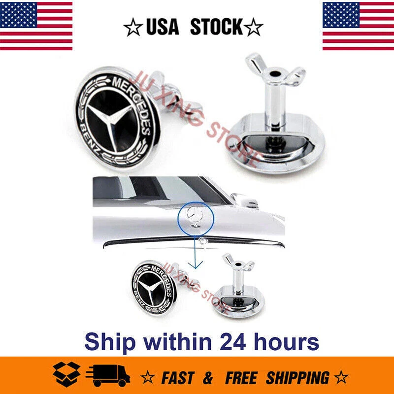 Black Classic Bonnet Badge Hood Emblem C S E Class W204 W211 44mm - Image 1 of 4