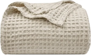 Ultra Soft Waffle Weave Blanket Queen Size 90"X 90"- Washed Lightweight Breathab - Picture 1 of 9