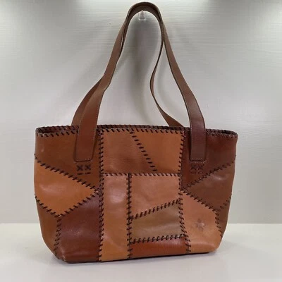 PATRICIA NASH Nevoso Brown Tan Patchwork Leather Purse Double Zip Tote Bag Boho - Image 1 of 4