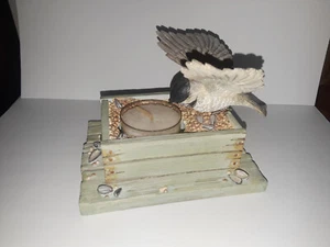 RARE Marjolein Bastin CHICKADEE EATING BIRDSEED TEALIGHT CANDLE FIGURINE - Picture 1 of 8