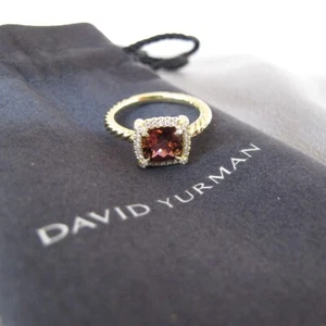 Anillo David Yurman 18K YG Pequeño Chatelaine Rosa Turmalina Diamantes Talla 6 J9 - Imagen 1 de 8