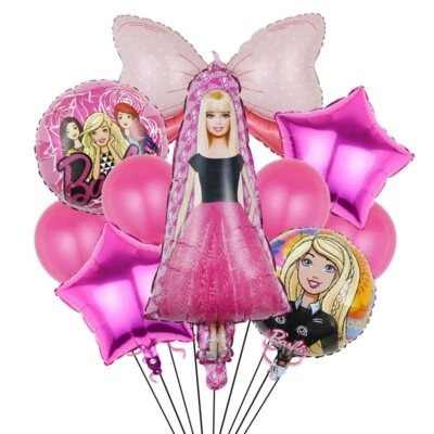 10pcs Barbie Balloon Set Party Supplies Girls Birthday Pink Poka Dot Bow - image 1 of 3