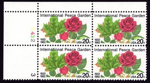 Scott #2014 Peace Garden Roses Plate Block of 4 Stamps - MNH P#2432-3 UL - Picture 1 of 1