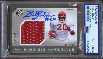 Billy Sims 2013 Upper Deck SPx Patch #/250 Signed Auto Autograph PSA DNA SOONERS - Image 1 of 2