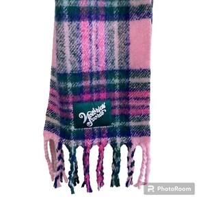 Victoria’s Secret Mujer Bufanda Grande Logo Rosa Tartán Cuadros 12x78 Flecos Suaves - Imagen 1 de 12
