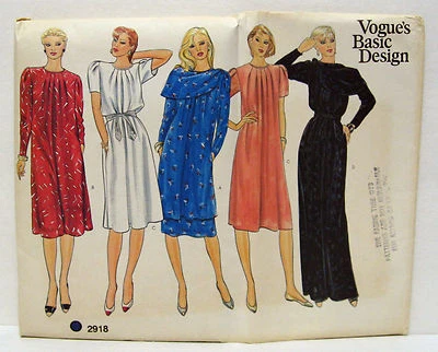 Vogue Basic Design Misses Dress,Tunic,Skirt,Belt & Scarf Size:12  Pattern # 2918 - Image 1 of 2
