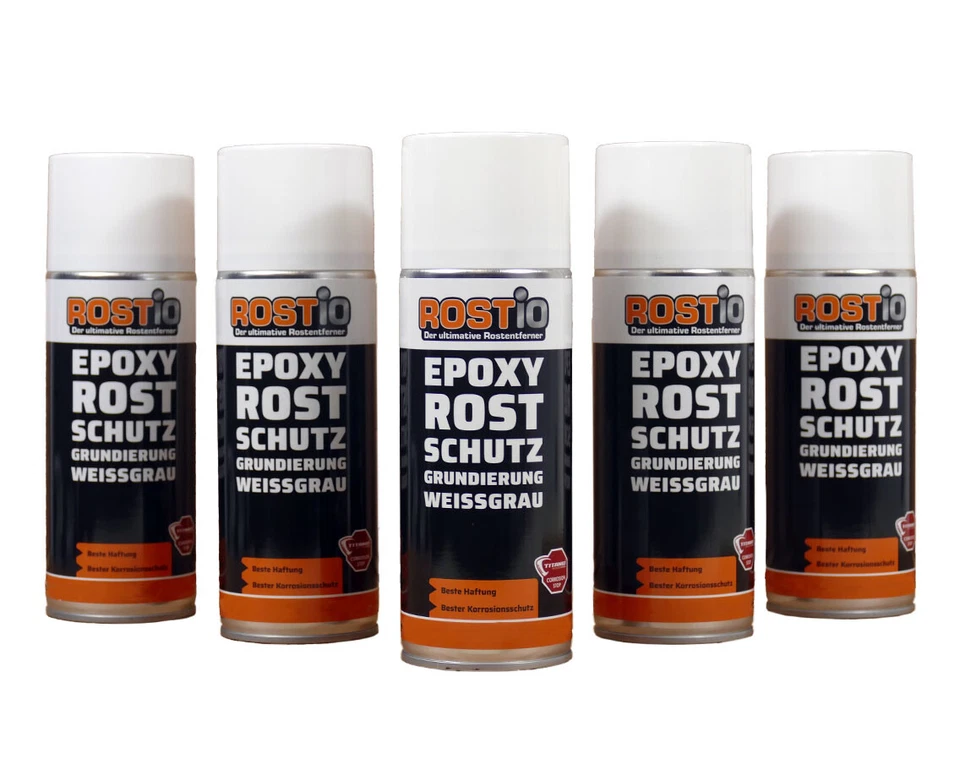 5 x Rostio Epoxy EP Grundierung Primer Rostschutz Rostumwandler Spray 5er Set  - Bild 1 von 1