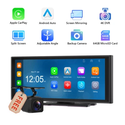10.26" IPS Portable Multimedia Car Stereo Wireless Apple Carplay Android Auto 4K - Image 1 of 4