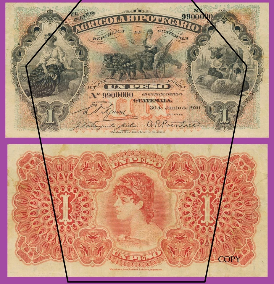 Guatemala 1 Peso 1920     - Copy - Image 1 of 1