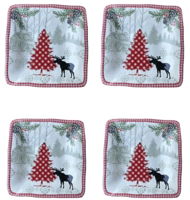 222 Quinta Vajilla Bridgeton Lodge Porcelana Vacaciones Navidad 4 Platos de Cena Foto 1 de 4