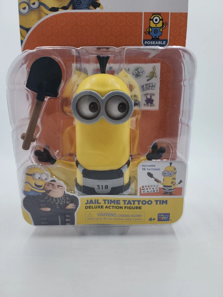 Despicable Me 3 Minions Deluxe Action Figure Jail Time Tattoo Tim Toy Poseable